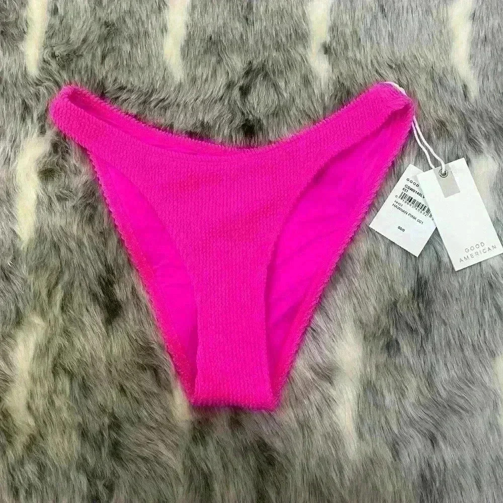 NWT Good American High Waisted Bikini Bottoms sz 0 XS‎ Hawaiian pink - Picture 3 of 9